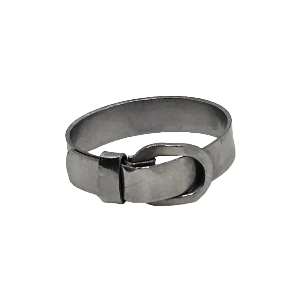 Silver-Toned Belt Buckle Ring Size 7